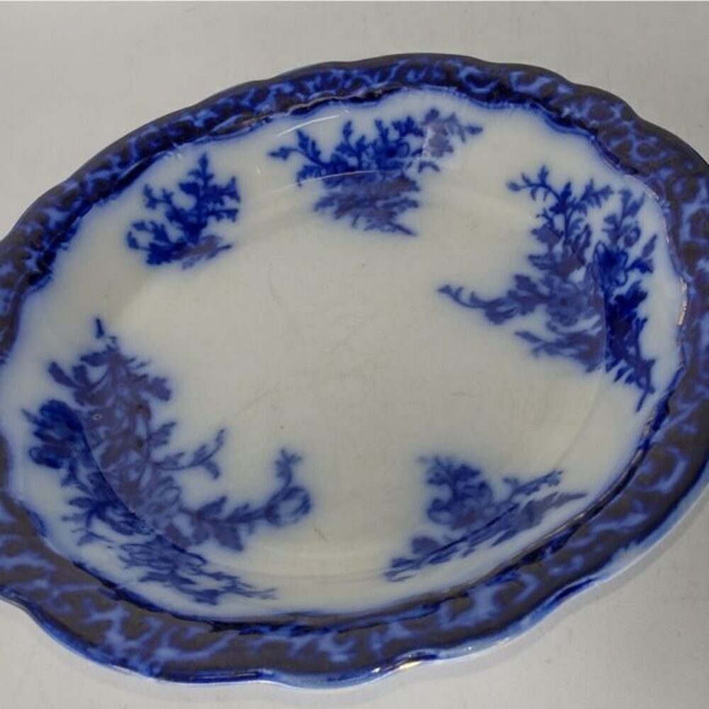 Beautiful antique flow blue soup bowl‎